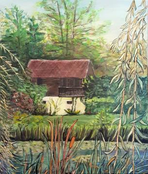 Dom ob vodi (Akril-platno - 2022) Antonija Pacek